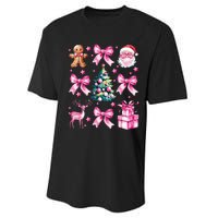 Cute Retro Coquette Bow Christmas Tree Performance Sprint T-Shirt