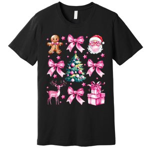 Cute Retro Coquette Bow Christmas Tree Premium T-Shirt