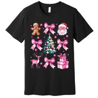 Cute Retro Coquette Bow Christmas Tree Premium T-Shirt