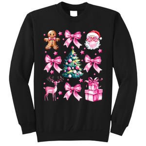 Cute Retro Coquette Bow Christmas Tree Tall Sweatshirt