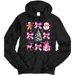 Cute Retro Coquette Bow Christmas Tree Tie Dye Hoodie