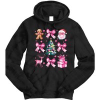 Cute Retro Coquette Bow Christmas Tree Tie Dye Hoodie