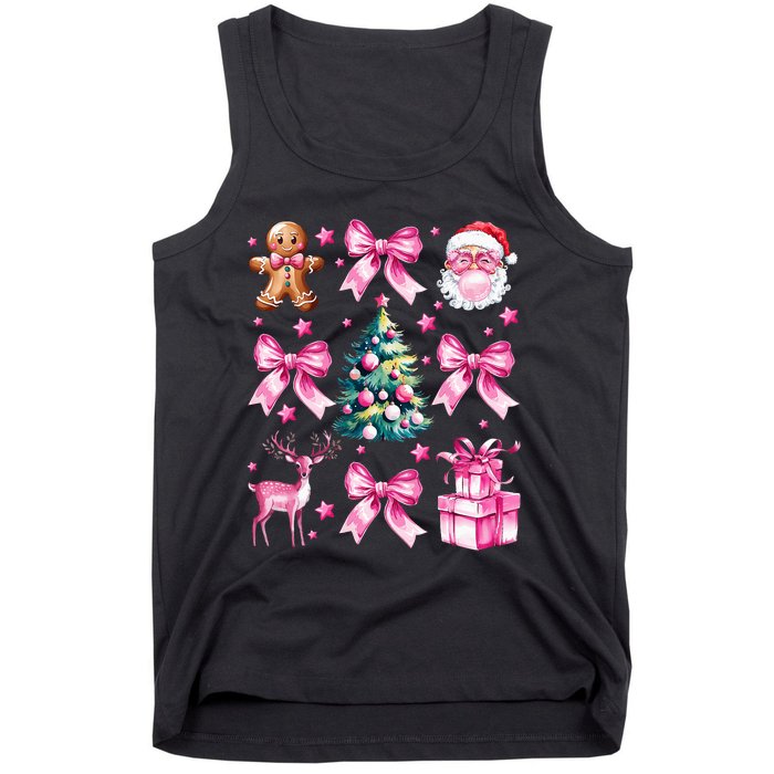 Cute Retro Coquette Bow Christmas Tree Tank Top