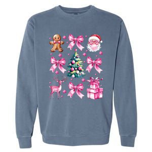 Cute Retro Coquette Bow Christmas Tree Garment-Dyed Sweatshirt