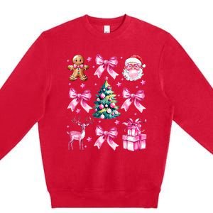 Cute Retro Coquette Bow Christmas Tree Premium Crewneck Sweatshirt