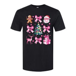 Cute Retro Coquette Bow Christmas Tree Softstyle CVC T-Shirt