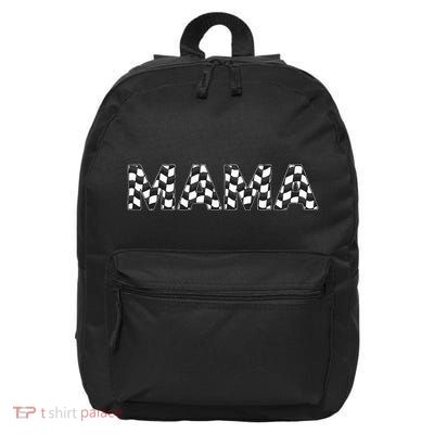 Checkered Race Car Mama White Black Checkerboard Wo Flag 16 in Basic Backpack
