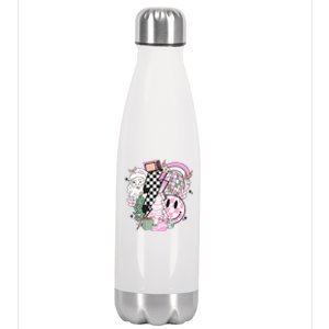 Cute Retro Christmas Santa Claus Christmas Vibes Funny Stainless Steel Insulated Water Bottle