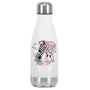 Cute Retro Christmas Santa Claus Christmas Vibes Funny Stainless Steel Insulated Water Bottle