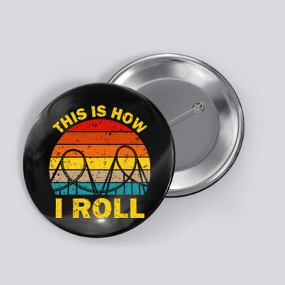 Cool Roller Coaster For  Amusement Theme Park Retro Button