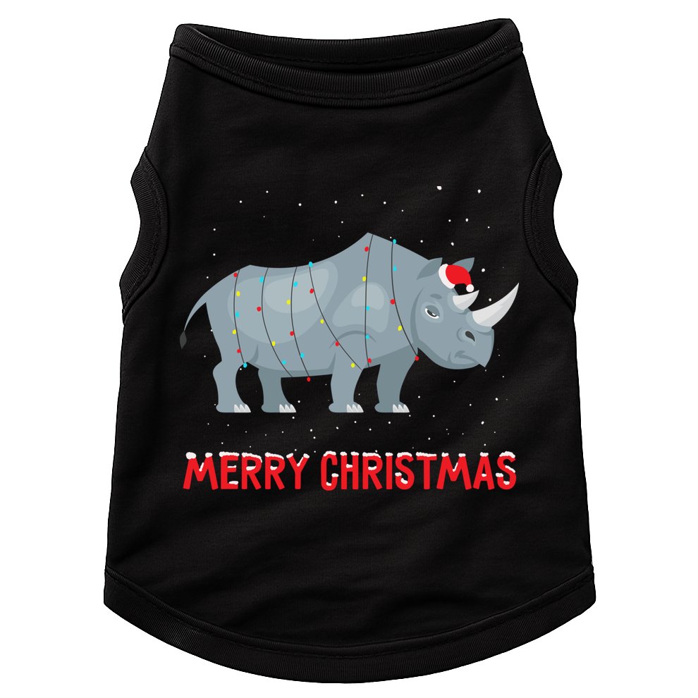 Cute Rhino Christmas Tree Lights Xmas Holidays Great Gift Doggie Tank