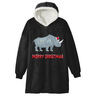 Cute Rhino Christmas Tree Lights Xmas Holidays Great Gift Hooded Wearable Blanket