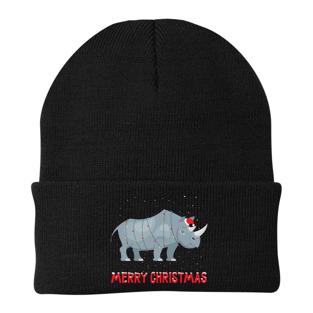 Cute Rhino Christmas Tree Lights Xmas Holidays Great Gift Beanie