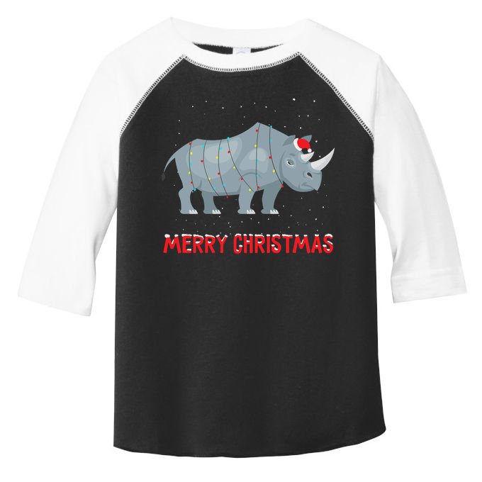 Cute Rhino Christmas Tree Lights Xmas Holidays Great Gift Toddler Fine Jersey T-Shirt