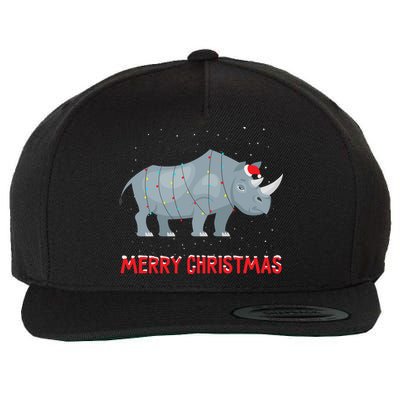 Cute Rhino Christmas Tree Lights Xmas Holidays Great Gift Wool Snapback Cap