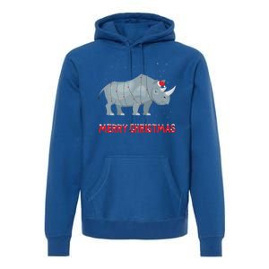 Cute Rhino Christmas Tree Lights Xmas Holidays Great Gift Premium Hoodie