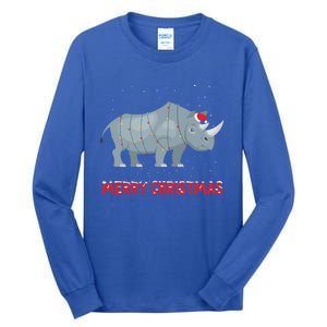 Cute Rhino Christmas Tree Lights Xmas Holidays Great Gift Tall Long Sleeve T-Shirt