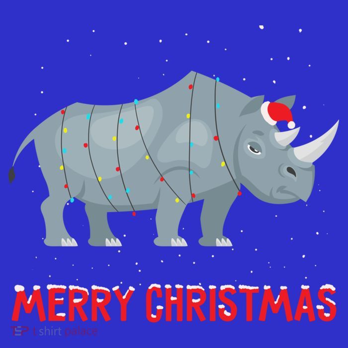 Cute Rhino Christmas Tree Lights Xmas Holidays Great Gift Premium T-Shirt