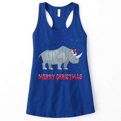 Cute Rhino Christmas Tree Lights Xmas Holidays Great Gift Womens Tank Top