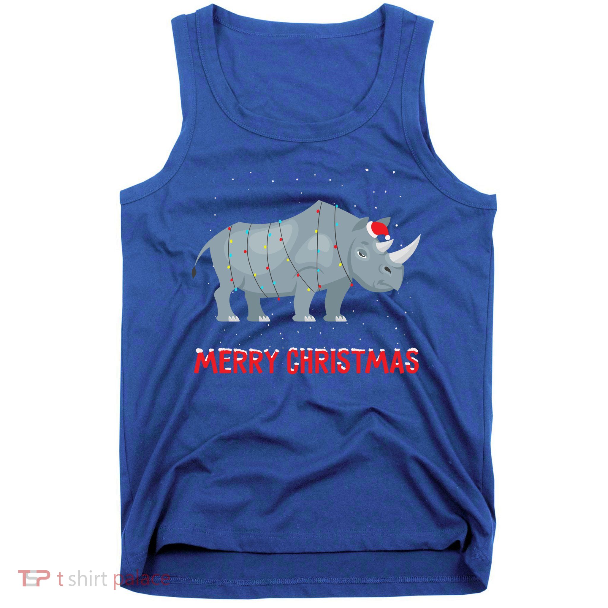Cute Rhino Christmas Tree Lights Xmas Holidays Great Gift Tank Top