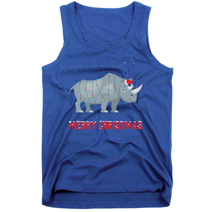 Cute Rhino Christmas Tree Lights Xmas Holidays Great Gift Tank Top