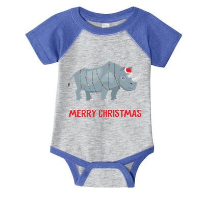 Cute Rhino Christmas Tree Lights Xmas Holidays Great Gift Infant Baby Jersey Bodysuit