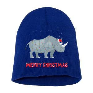 Cute Rhino Christmas Tree Lights Xmas Holidays Great Gift Short Acrylic Beanie