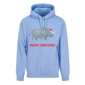 Cute Rhino Christmas Tree Lights Xmas Holidays Great Gift Unisex Surf Hoodie