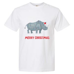 Cute Rhino Christmas Tree Lights Xmas Holidays Great Gift Garment-Dyed Heavyweight T-Shirt