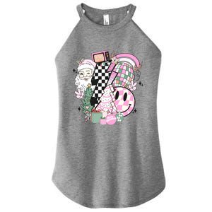 Cute Retro Christmas Santa Claus Christmas Vibes Funny Women's Perfect Tri Rocker Tank