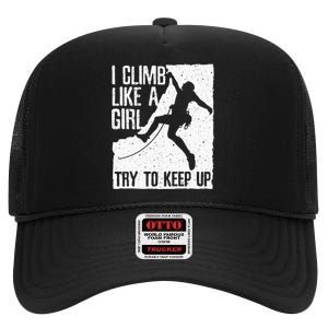 Cool Rock Climbing Design For Women Kids Climb Lovers High Crown Mesh Back Trucker Hat