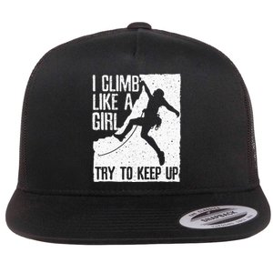 Cool Rock Climbing Design For Women Kids Climb Lovers Flat Bill Trucker Hat