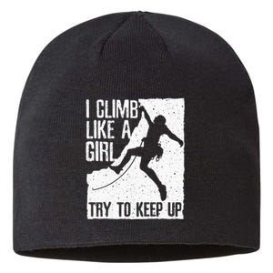 Cool Rock Climbing Design For Women Kids Climb Lovers Sustainable Beanie