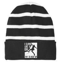 Cool Rock Climbing Design For Women Kids Climb Lovers Striped Beanie with Solid Band