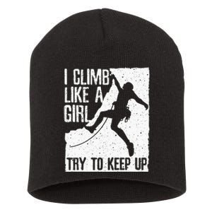 Cool Rock Climbing Design For Women Kids Climb Lovers Short Acrylic Beanie