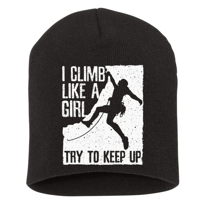 Cool Rock Climbing Design For Women Kids Climb Lovers Short Acrylic Beanie