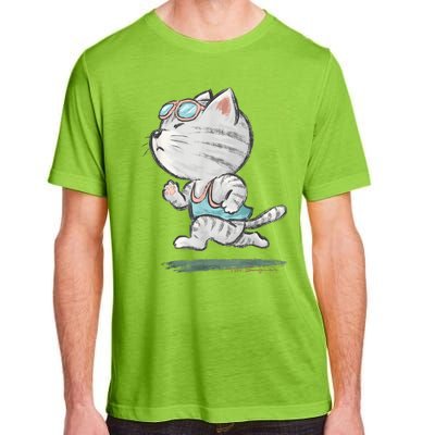 Cat Runner Cute Kitten Running Marathon Sports Toru Sanogawa Adult ChromaSoft Performance T-Shirt