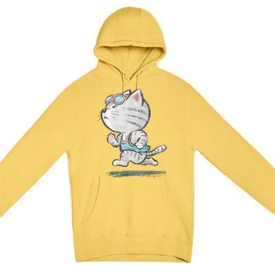 Cat Runner Cute Kitten Running Marathon Sports Toru Sanogawa Premium Pullover Hoodie