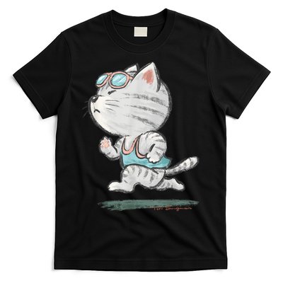 Cat Runner Cute Kitten Running Marathon Sports Toru Sanogawa T-Shirt