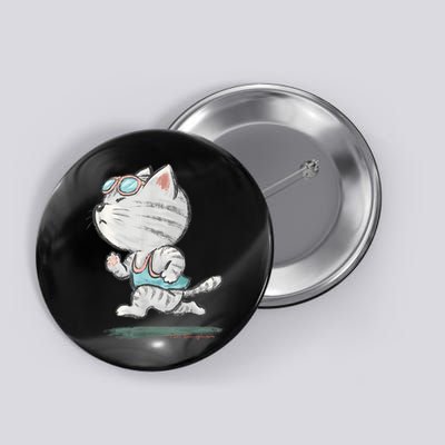 Cat Runner Cute Kitten Running Marathon Sports Toru Sanogawa Button