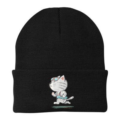 Cat Runner Cute Kitten Running Marathon Sports Toru Sanogawa Beanie