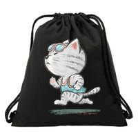 Cat Runner Cute Kitten Running Marathon Sports Toru Sanogawa Drawstring Bag
