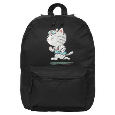 Cat Runner Cute Kitten Running Marathon Sports Toru Sanogawa 16 in Basic Backpack