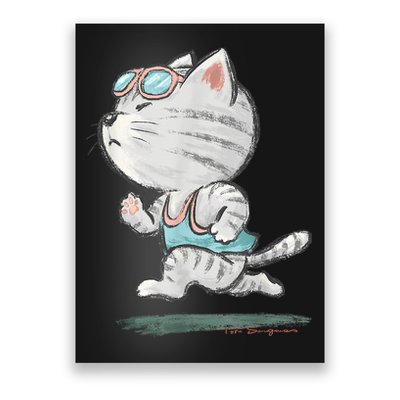 Cat Runner Cute Kitten Running Marathon Sports Toru Sanogawa Poster