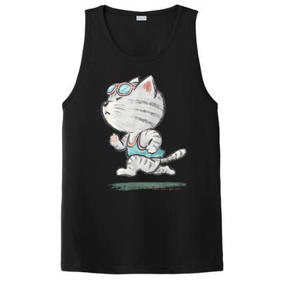 Cat Runner Cute Kitten Running Marathon Sports Toru Sanogawa PosiCharge Competitor Tank