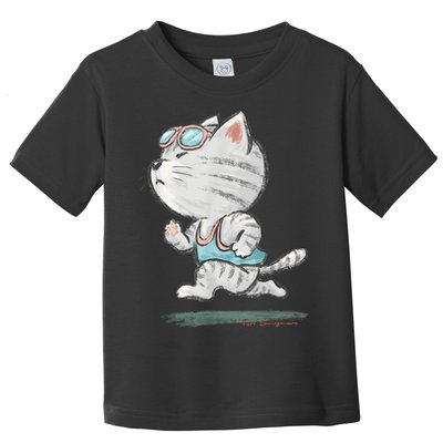 Cat Runner Cute Kitten Running Marathon Sports Toru Sanogawa Toddler T-Shirt