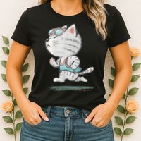 Cat Runner Cute Kitten Running Marathon Sports Toru Sanogawa Womens T-Shirt