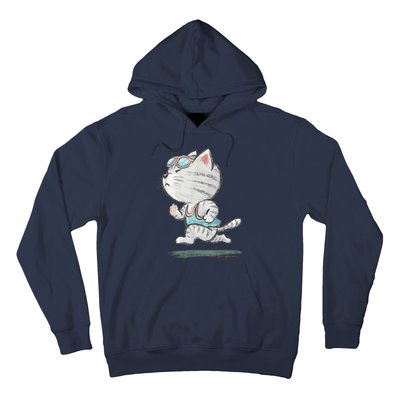 Cat Runner Cute Kitten Running Marathon Sports Toru Sanogawa Hoodie