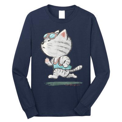 Cat Runner Cute Kitten Running Marathon Sports Toru Sanogawa Long Sleeve Shirt