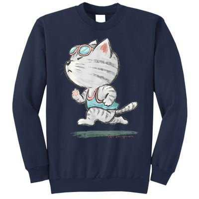 Cat Runner Cute Kitten Running Marathon Sports Toru Sanogawa Sweatshirt